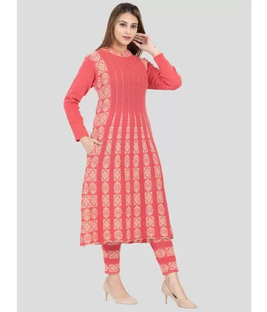 SONNESTA - Pink Woollen Women's A-line Kurti ( Pack of 1 ) SONNESTA - Pink Woollen Women's A-line Kurti ( Pack of 1 )