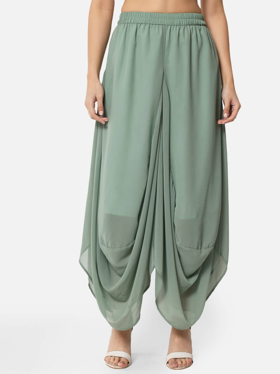 ALL WAYS YOU - Mint Green Georgette Flared Women's Ruffled Palazzos ( Pack of 1 )
