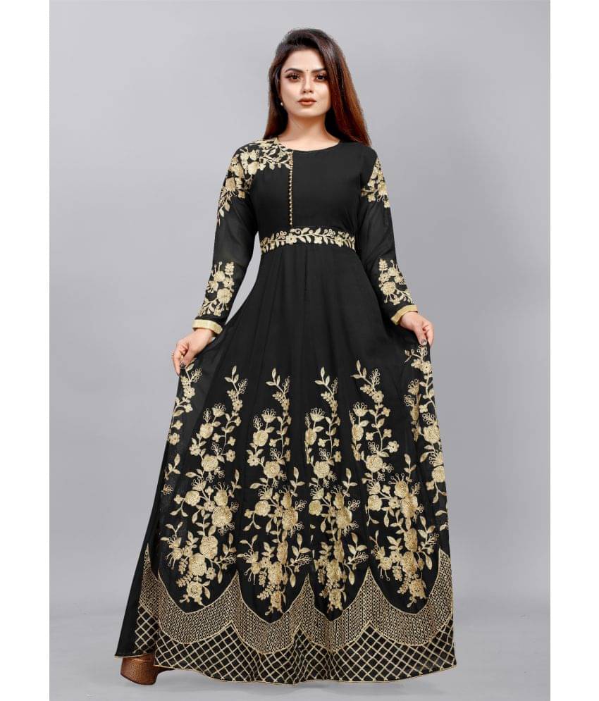 Apnisha Women Georgette Embellished Ethnic Dress ( Black )     			Apnisha Women Georgette Embellished Ethnic Dress ( Black )