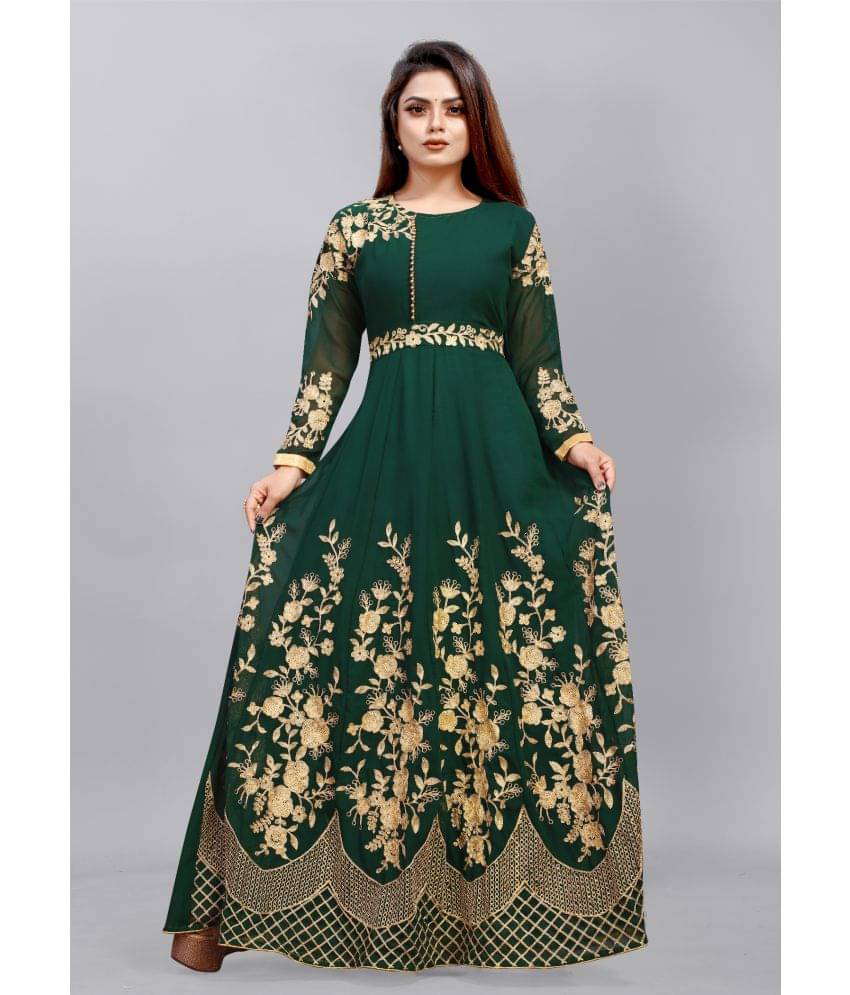     			Apnisha Women Georgette Embroidered Ethnic Dress ( Green )