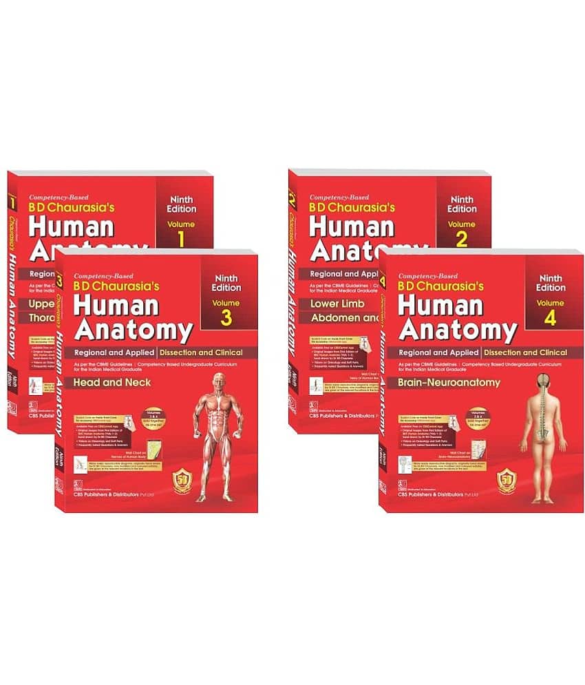 B D CHAURASIA'S HUMAN ANATOMY 9th Ed, 4 Volume Set (PB - 2023)