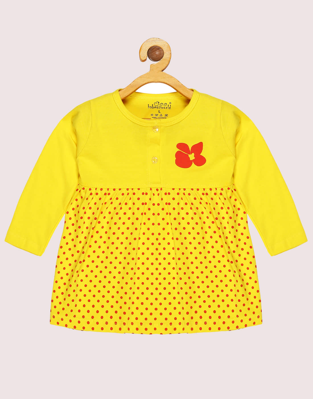 Babeezworld Pack of 1 Baby Girls Cotton Dress ( Yellow )