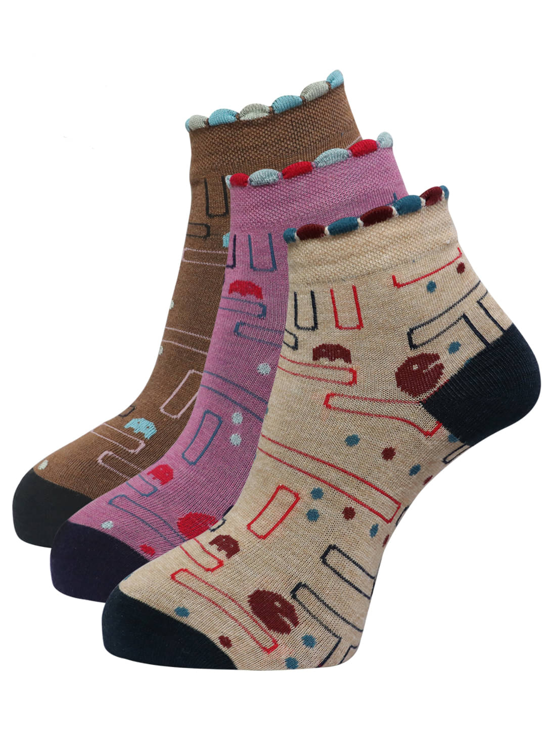 Dollar - Multicolor Cotton Women's Ankle Length Socks ( Pack of 3 )     			Dollar - Multicolor Cotton Women's Ankle Length Socks ( Pack of 3 )