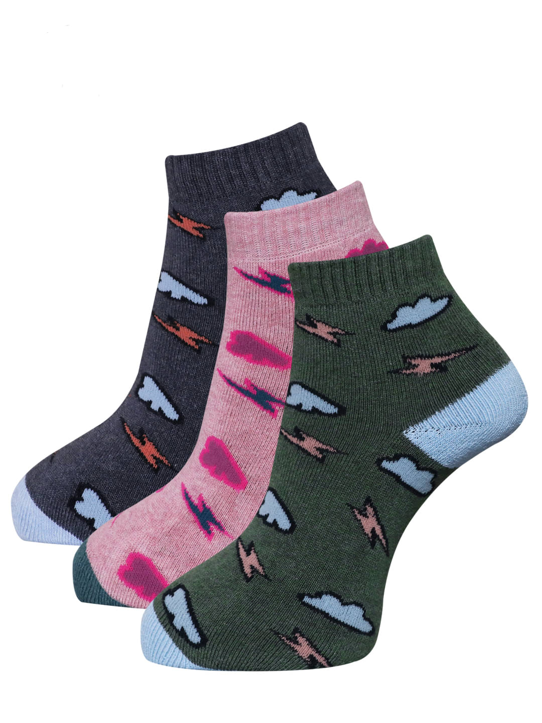     			Dollar - Multicolor Cotton Women's Ankle Length Socks ( Pack of 3 )