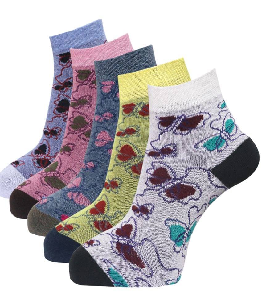 Dollar - Multicolor Cotton Women's Ankle Length Socks ( Pack of 5 ) Dollar - Multicolor Cotton Women's Ankle Length Socks ( Pack of 5 )