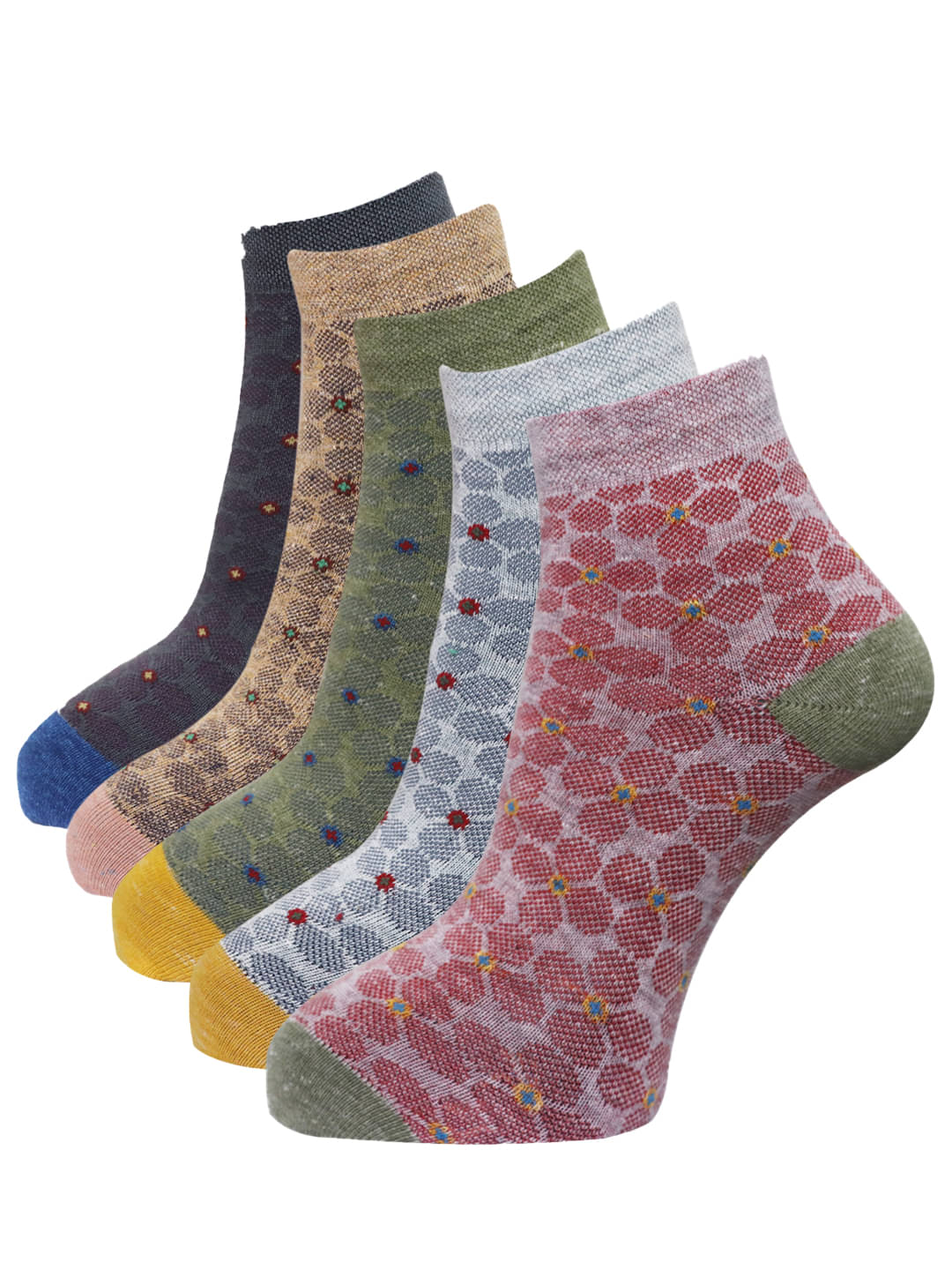 Dollar - Multicolor Cotton Women's Ankle Length Socks ( Pack of 5 ) Dollar - Multicolor Cotton Women's Ankle Length Socks ( Pack of 5 )