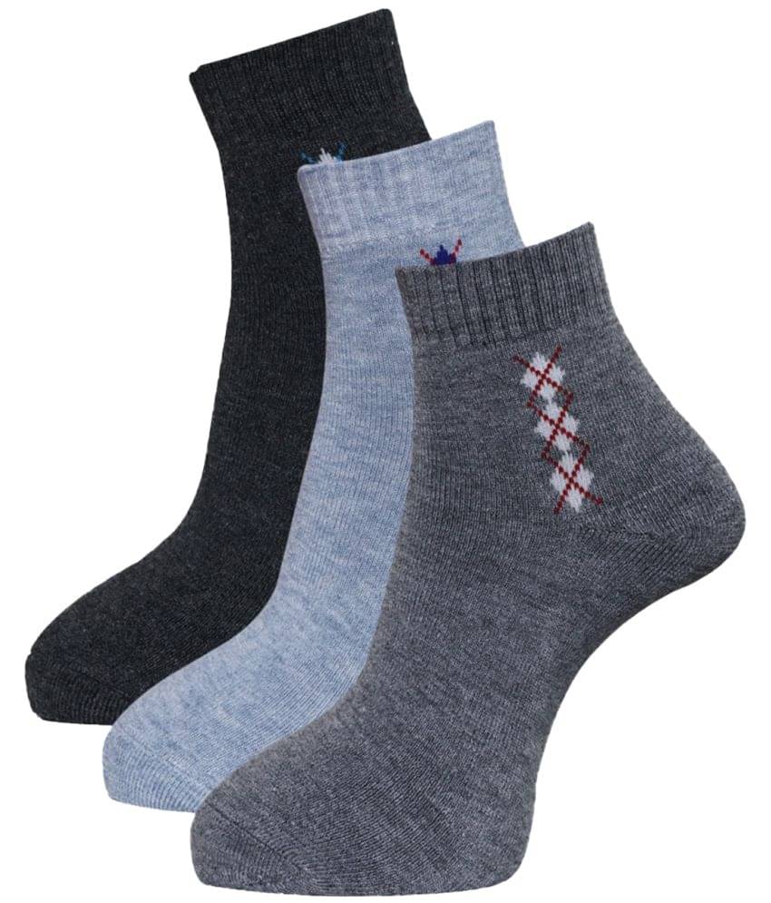     			Dollar - Woollen Men's Self Design Multicolor Ankle Length Socks ( Pack of 3 )
