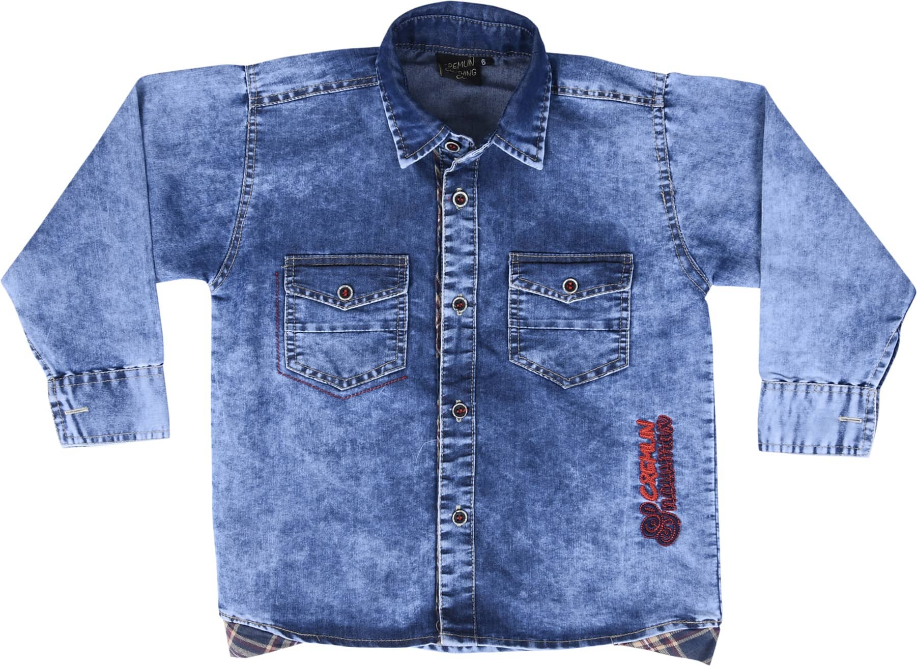 Cremlin Clothing Pack of 1 Boys 100% Cotton Full Sleeves Shirt ( Blue )