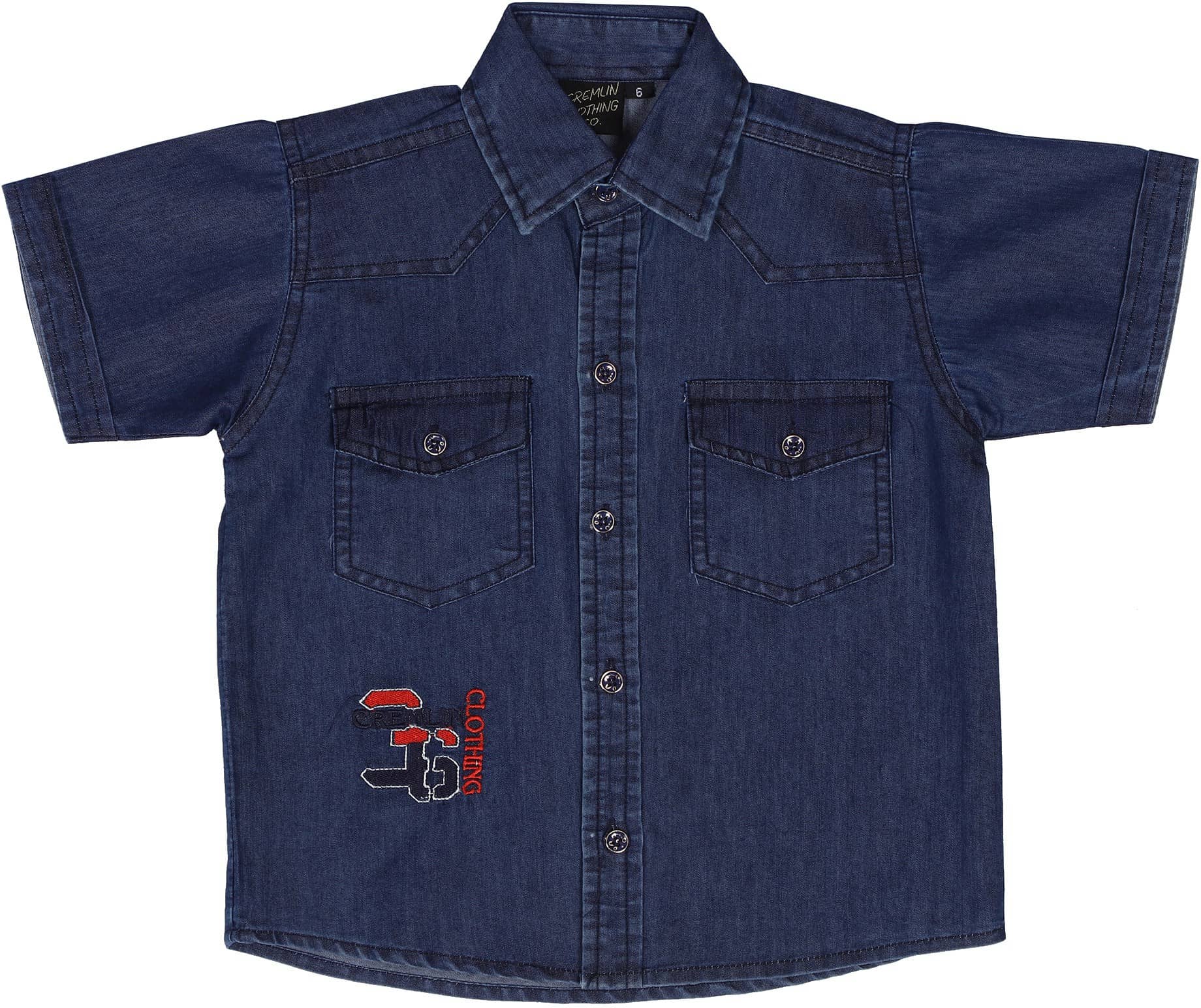 Cremlin Clothing Pack of 1 Boys 100% Cotton Half Sleeves Shirt ( Denim Blue )