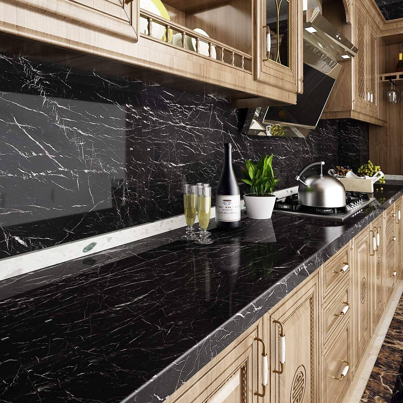Geeo Premium Black Marble Design Wallpaper 60cm x 2m (Pack of 1) Geeo Premium Black Marble Design Wallpaper 60cm x 2m (Pack of 1)