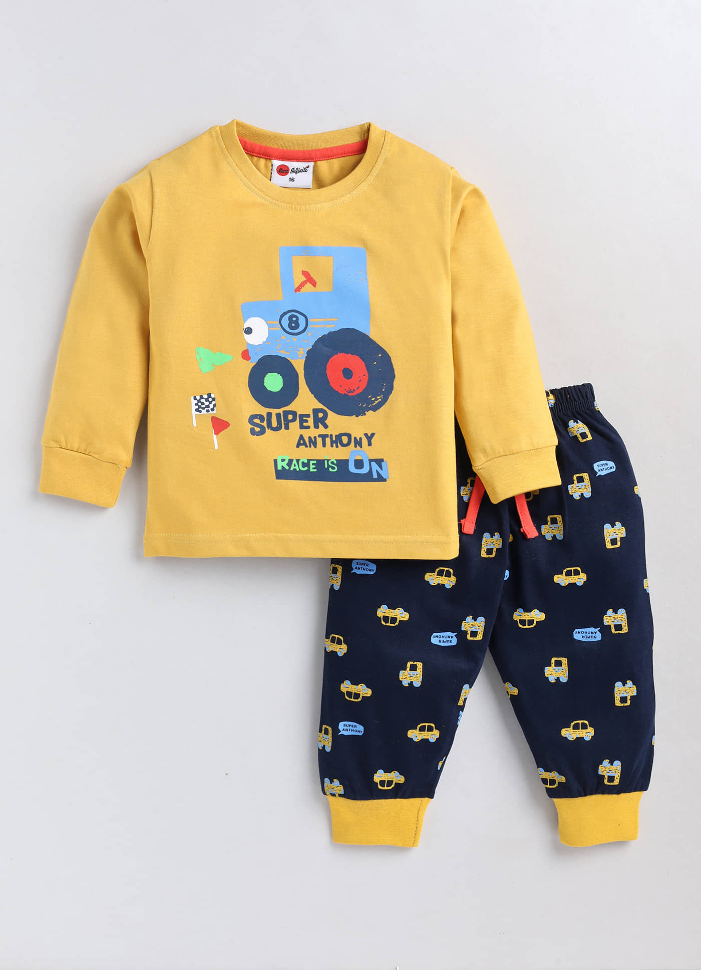 Mars Infiniti Pack of 1 Boys Cotton Blend T-Shirt & Trackpants Set ( Mustard )