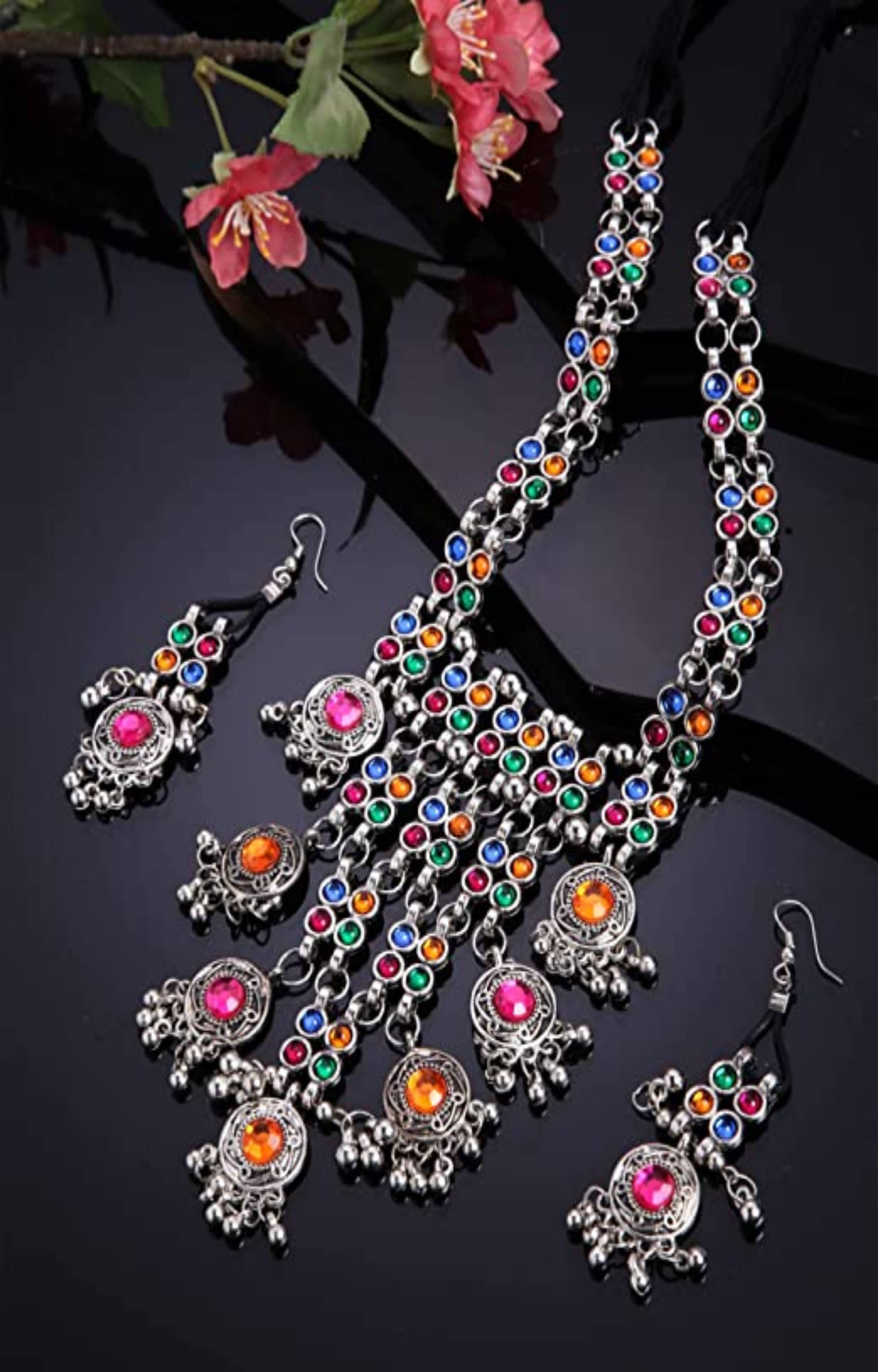 PUJVI Multi Color Alloy Necklace Set ( Pack of 1 )