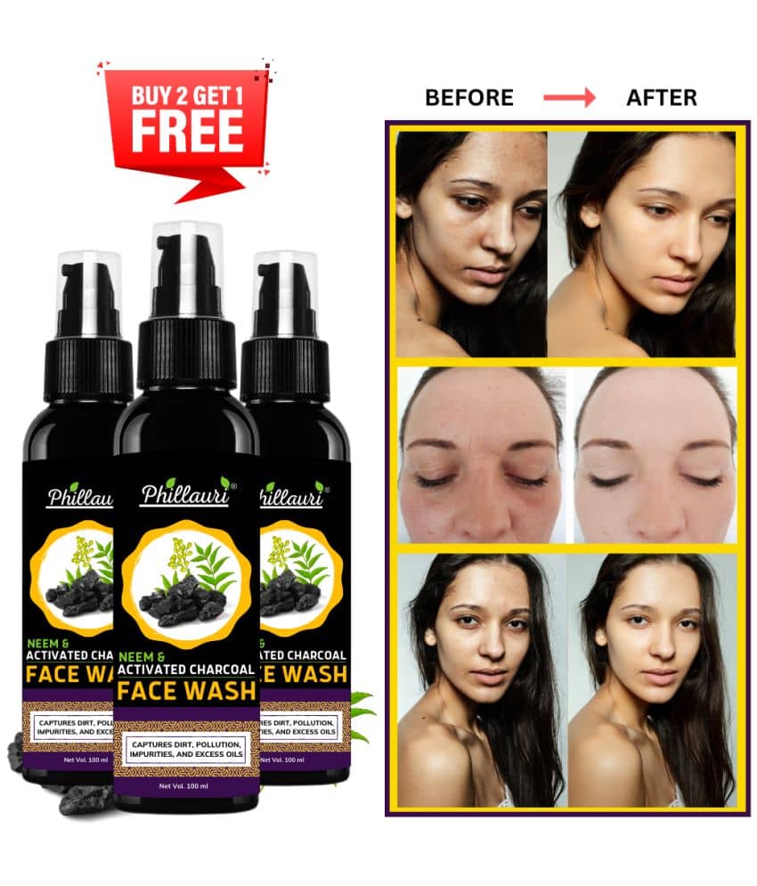 Phillauri Face Wash Acne Control - With Neem & Charcoal Face Wash - 100ml - Pack of 3