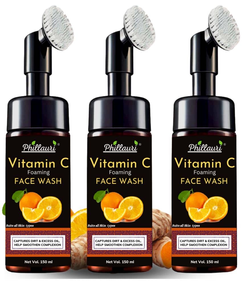 Phillauri Brightening Vitamin C Foaming Face Wash with Built-In Face Brush - (150 ML) Pack of 2