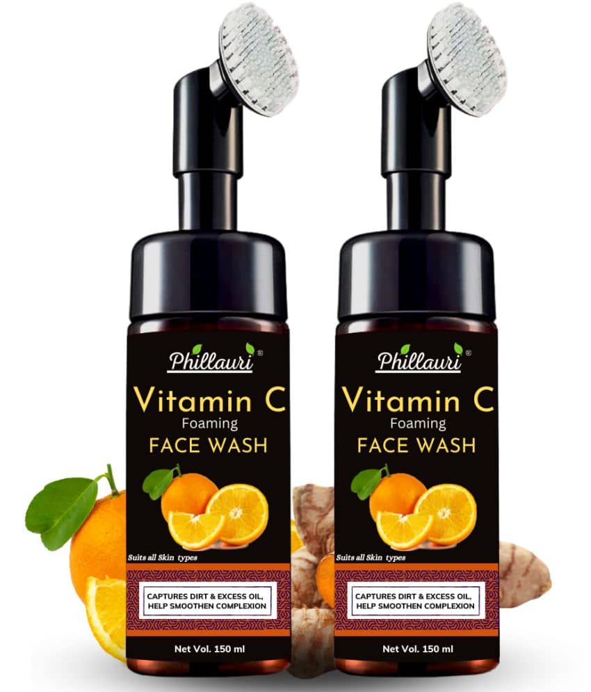 Phillauri Brightening Vitamin C Foaming Face Wash with Built-In Face Brush - (150 ML) Pack of 2