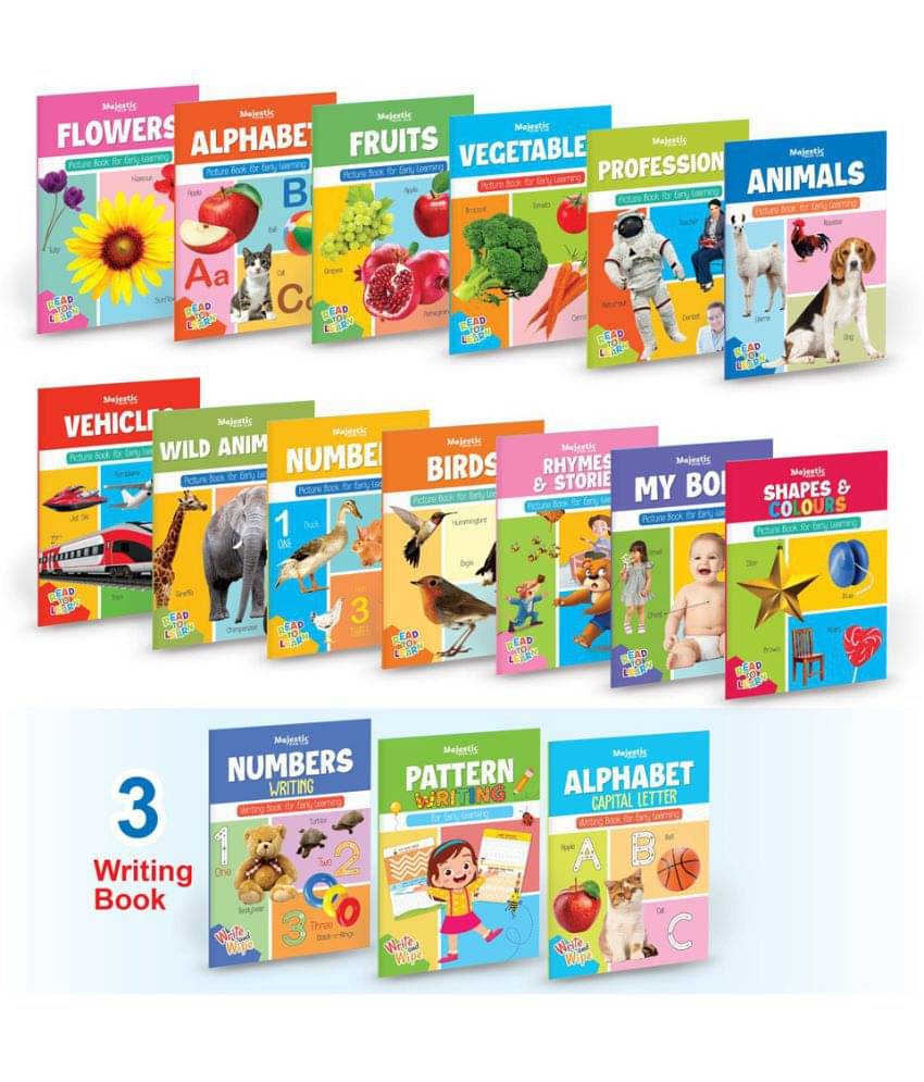     			Picture Books Collection for Early Learning + Number, Pattern, and Alphabet Writing Books - Set of 16 Books for Preschool and Giftset For Kids - Paperback