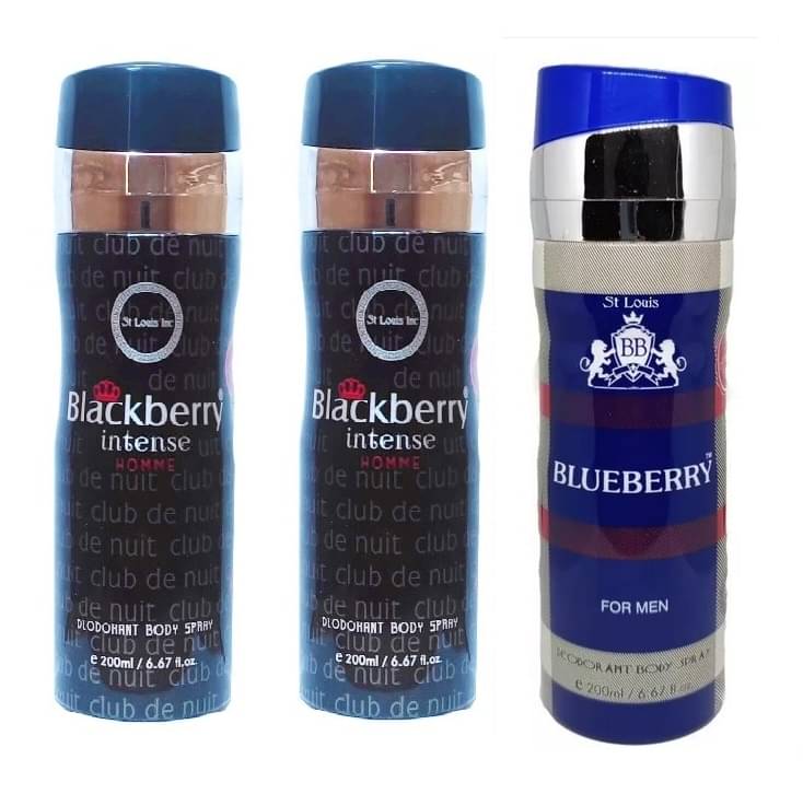 St Louis - 2 BLACKBERRY INTENSE,BLUEBERRY DEODORANT Deodorant Spray for Men,Women 600 ml ( Pack of 3 )     			St Louis - 2 BLACKBERRY INTENSE,BLUEBERRY DEODORANT Deodorant Spray for Men,Women 600 ml ( Pack of 3 )