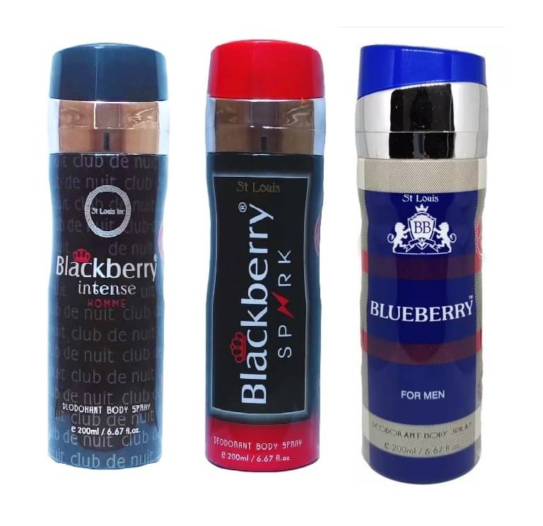     			St Louis - BLACKBERRY SPARK, INTENSE ,BLUE BERRY Deodorant Spray for Men,Women 600 ml ( Pack of 3 )