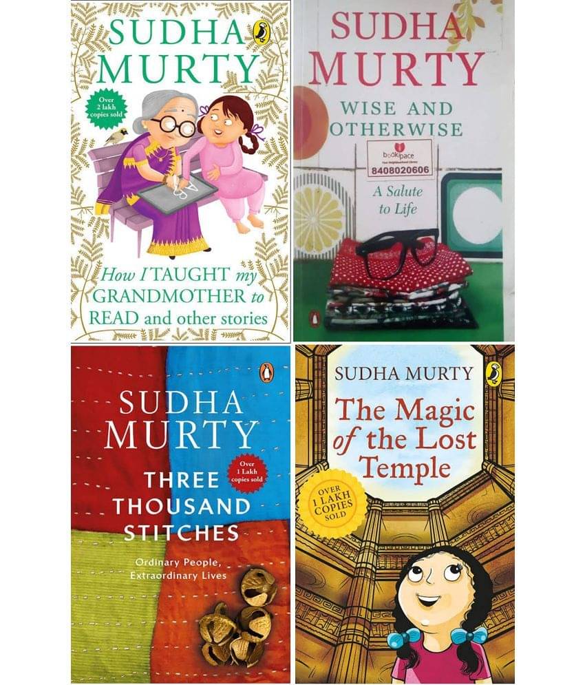 Sudha Murty 4 Books Combo: Wise and Otherwise + The Magic of lost Temple + How i taught my grandmother to read + Three Thousands Stitches Sudha Murty 4 Books Combo: Wise and Otherwise + The Magic of lost Temple + How i taught my grandmother to read + Three Thousands Stitches