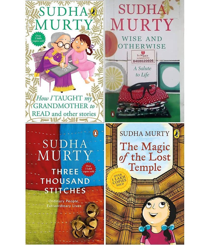 Sudha Murty 4 Books Combo: Wise and Otherwise + The Magic of lost Temple + How i taught my grandmother to read + Three Thousands Stitches - Stationery | Buy online on ZillyBuy