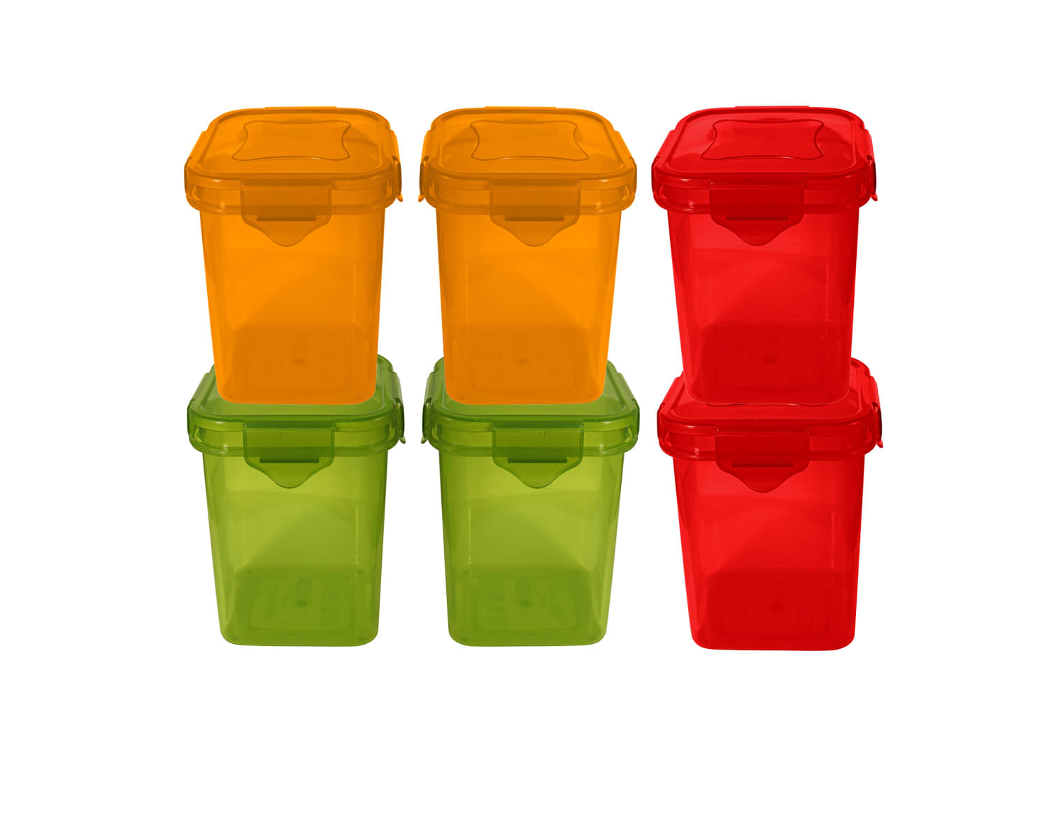 Woolco - container / jar Multicolor Plastic Spice Container ( Set of 6 ) - 800 ml Woolco - container / jar Multicolor Plastic Spice Container ( Set of 6 ) - 800 ml