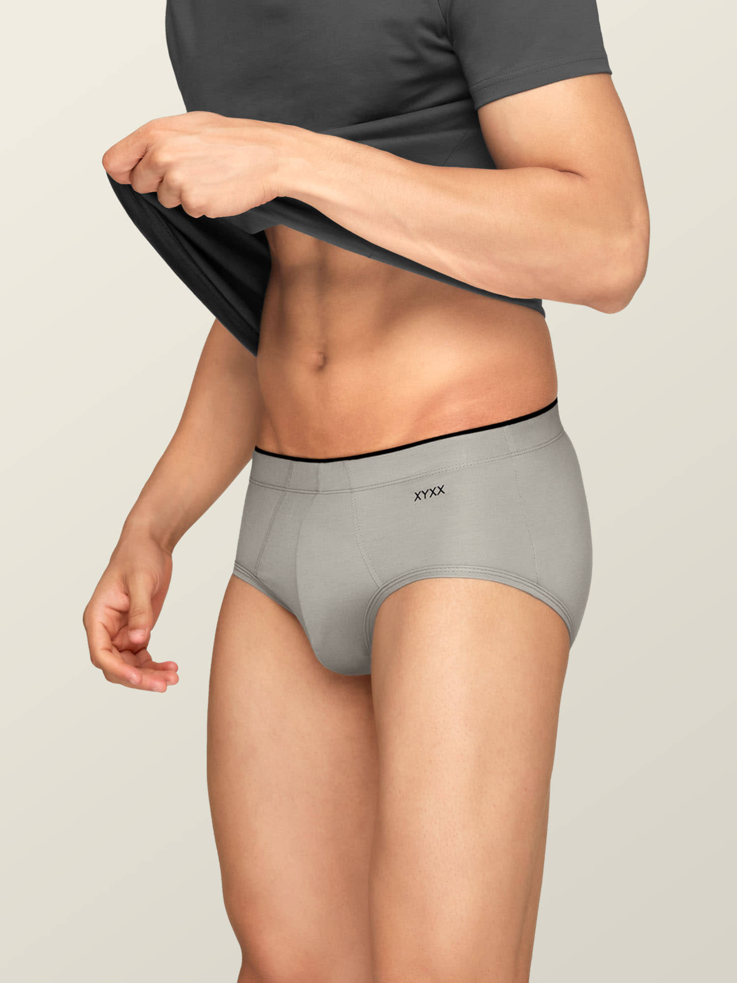 XYXX Pack of 1 Cotton Blend Briefs For Men's ( Light Grey )