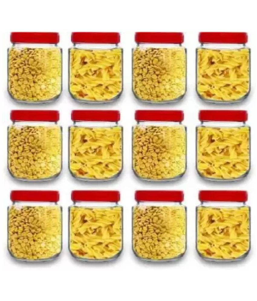     			skwaion - Red Glass Cookie Container ( Set of 12 ) - 750 ml