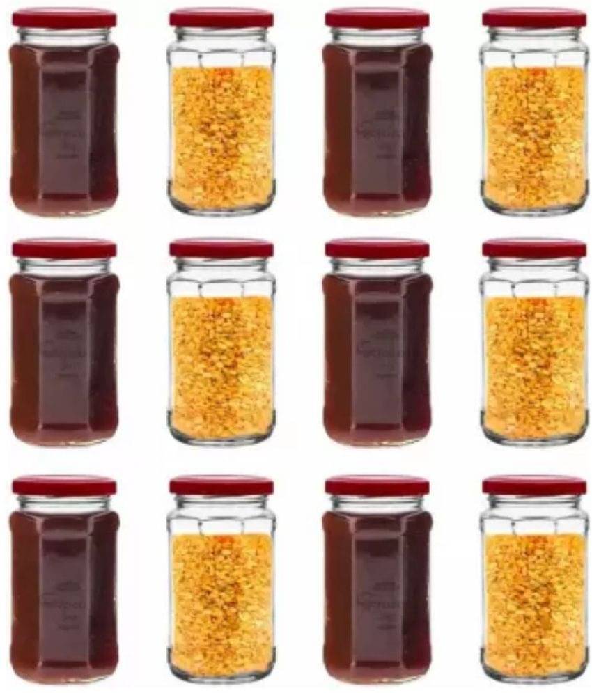    			skwaion Glass Red Dal Container ( Set of 12 )