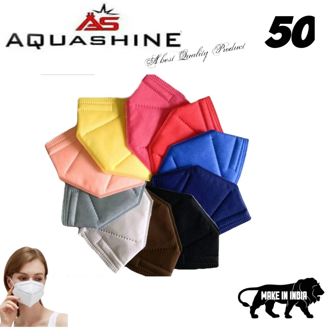     			AQUASHINE N95 face mask multi color N95 Mask