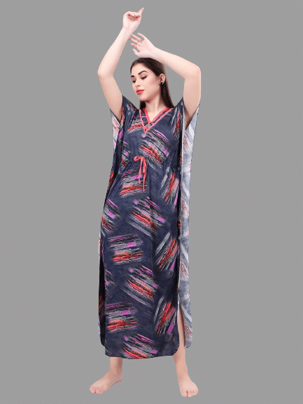     			BAILEY SELLS - Blue Satin Women's Nightwear Kaftan ( Pack of 1 )