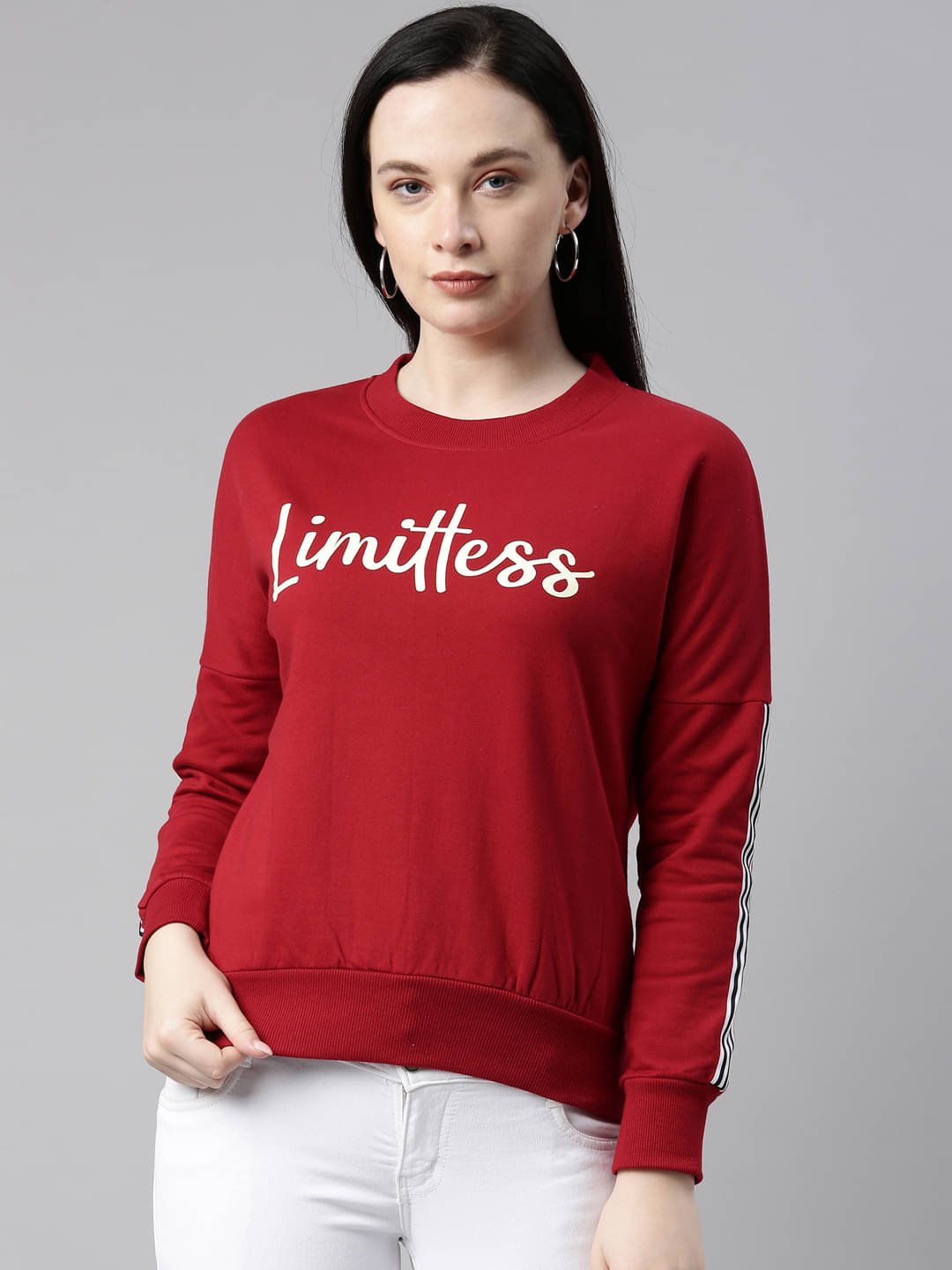     			BAILEY SELLS Cotton Maroon Non Hooded Sweatshirt