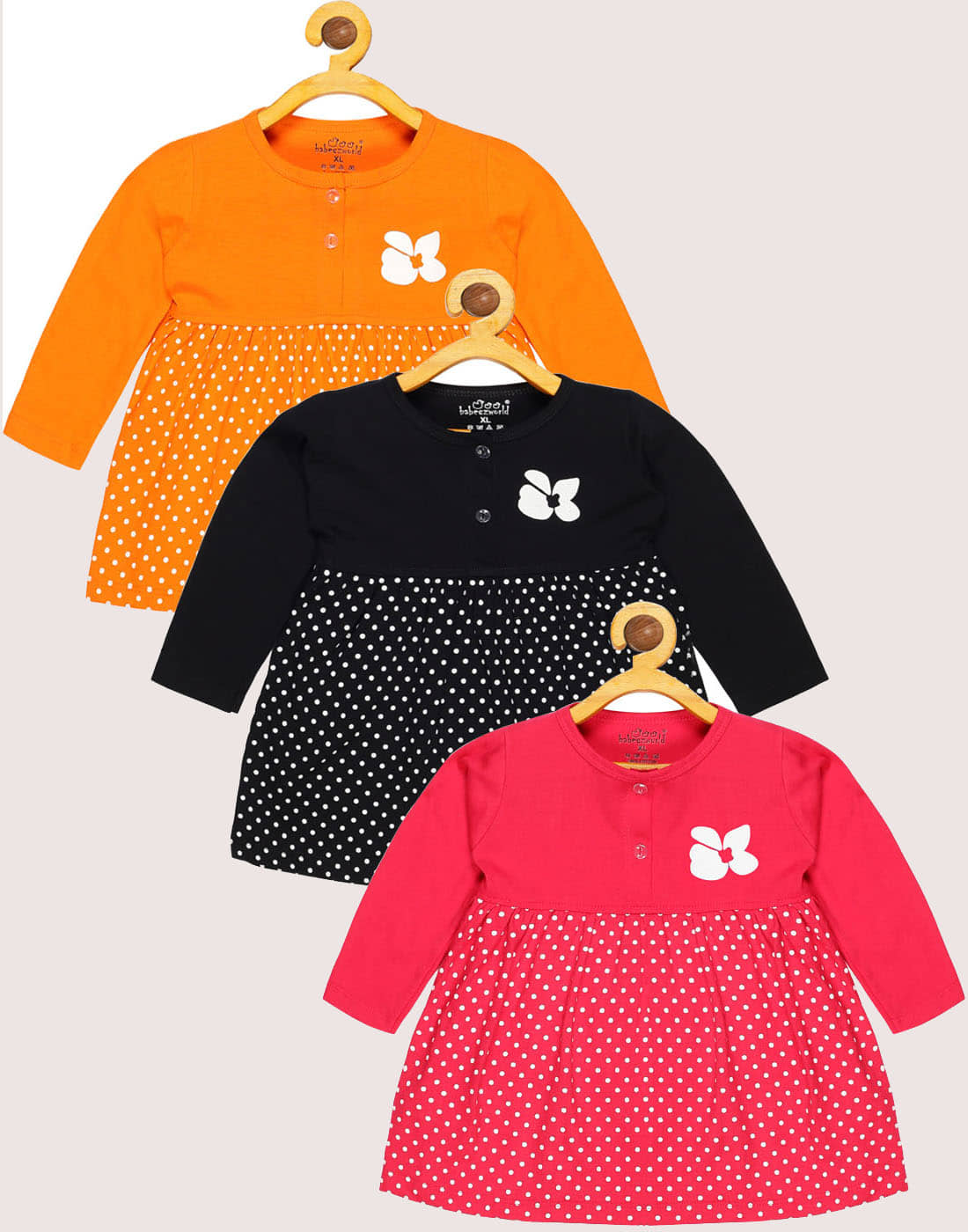 Babeezworld Pack of 3 Baby Girls Cotton Frock ( Multi )