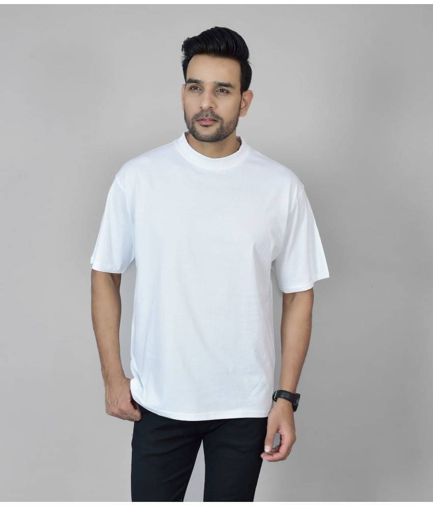 DRIP STREET Pack of 1 Cotton Oversized Fit Men's T-Shirt ( White ) DRIP STREET Pack of 1 Cotton Oversized Fit Men's T-Shirt ( White )