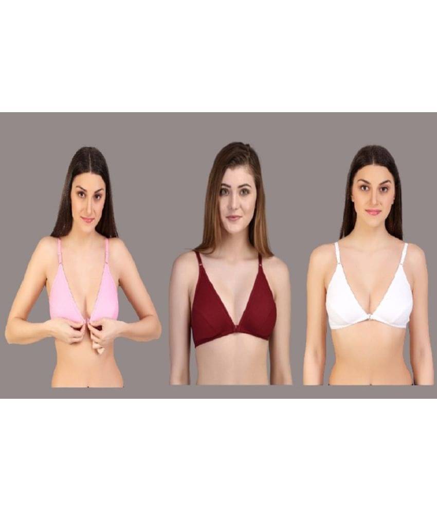 Desiprime Pack of 3 Cotton Non Padded Women's Everyday Bra ( Multicolor ) Desiprime Pack of 3 Cotton Non Padded Women's Everyday Bra ( Multicolor )