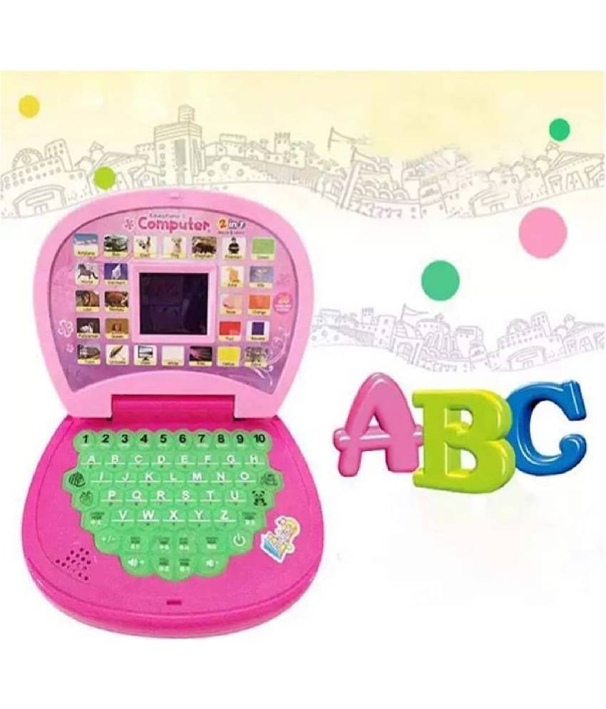 Educational Learning Laptop for Kids with LED Display, Alphabet ABC and 123 Number Learning Computer for Kids (Laptop Pink) (Free subscription of kids Educational worksheets)