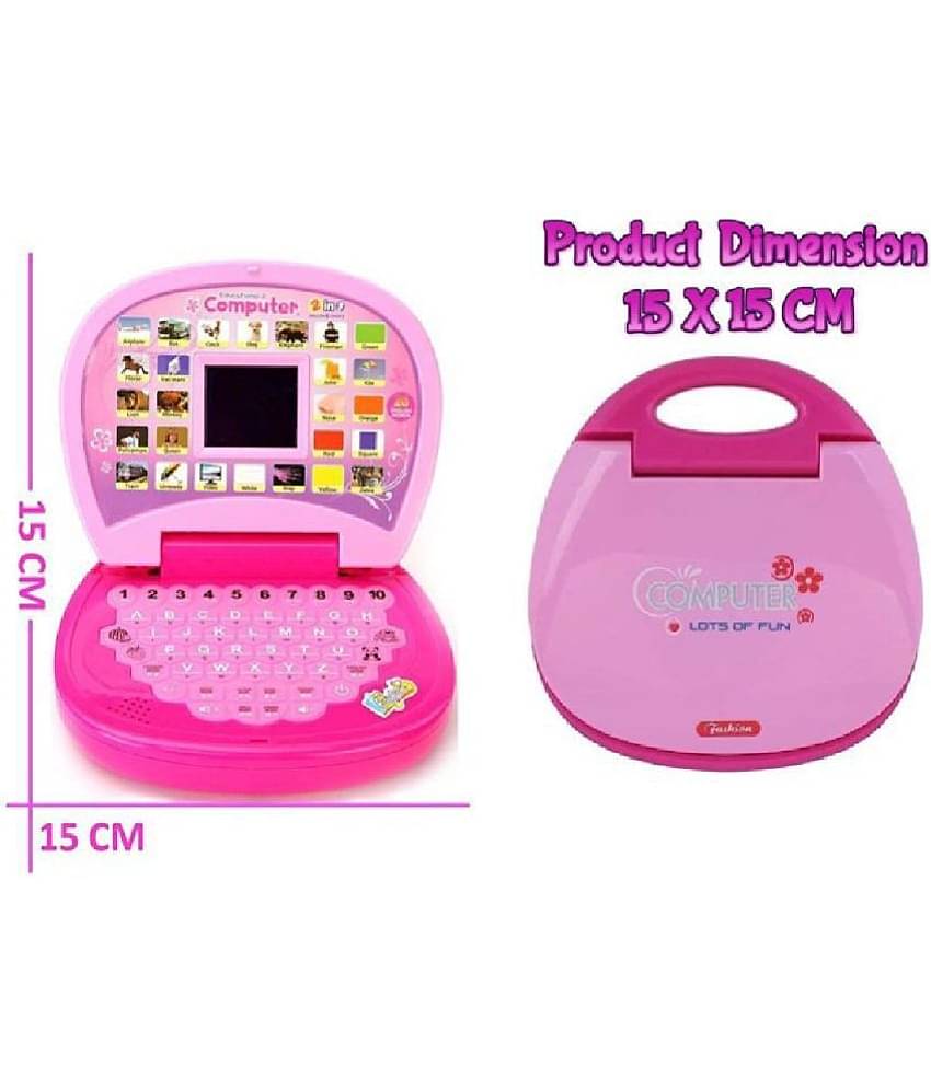 Educational Learning Laptop for Kids with LED Display, Alphabet ABC and 123 Number Learning Computer for Kids (Laptop Pink) (Free subscription of kids Educational worksheets)