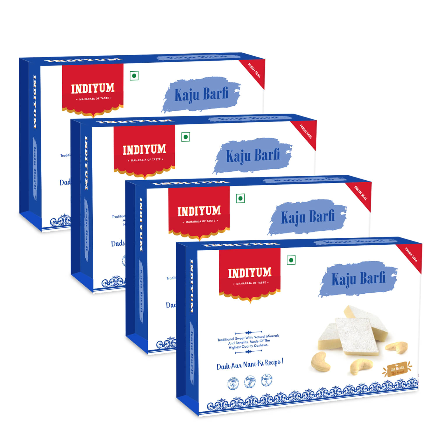 Indiyum Kaju Barfi 200gm (Pack of 4)     			Indiyum Kaju Barfi 200gm (Pack of 4)