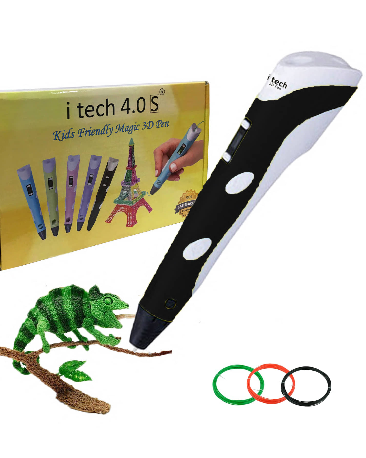 Itech Black Kids Friendly Magic 3D Pen Super Value Pack