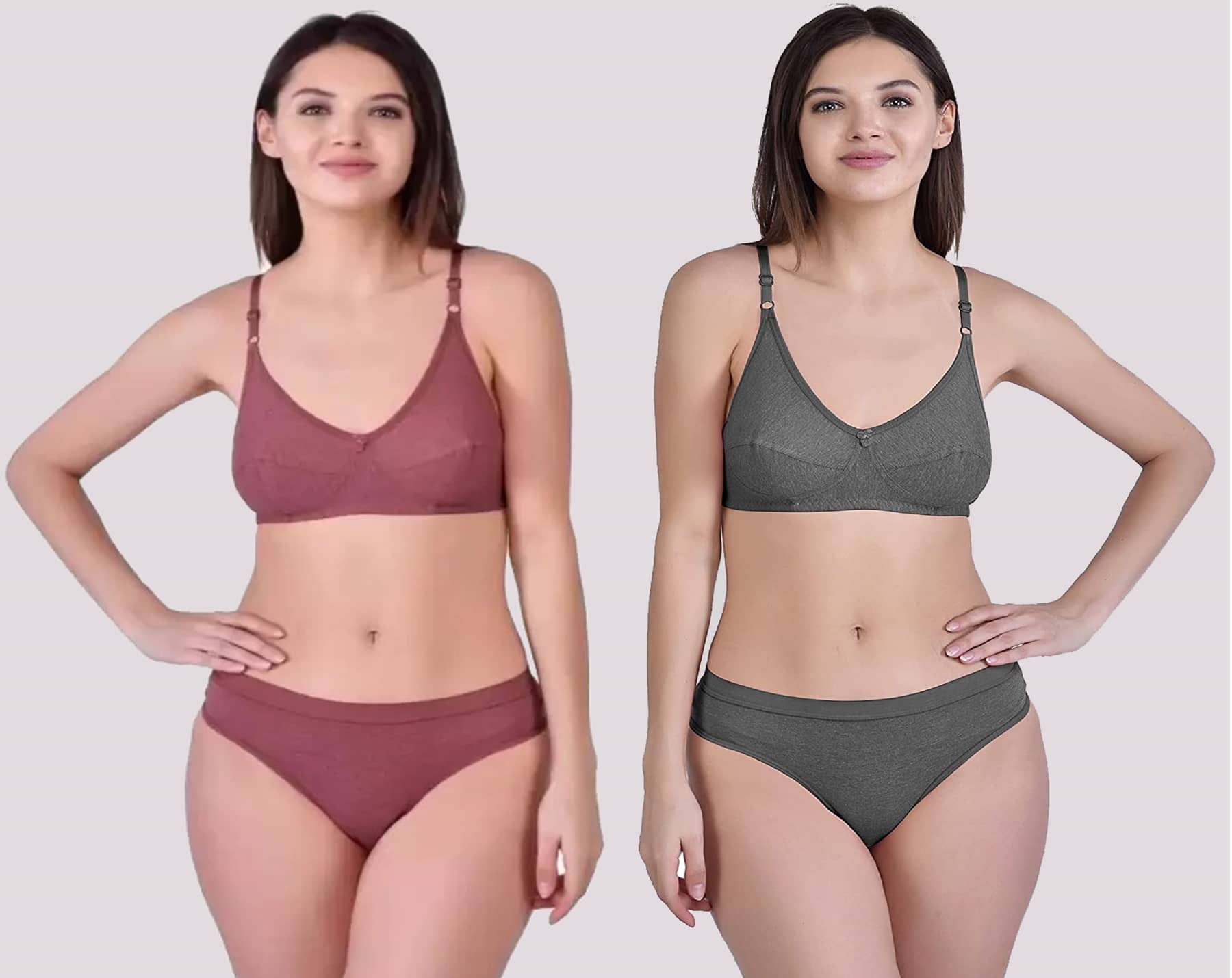 Kiran Enterprises Pack of 2 Cotton Women's Bra & Panty Set ( Multicolor )