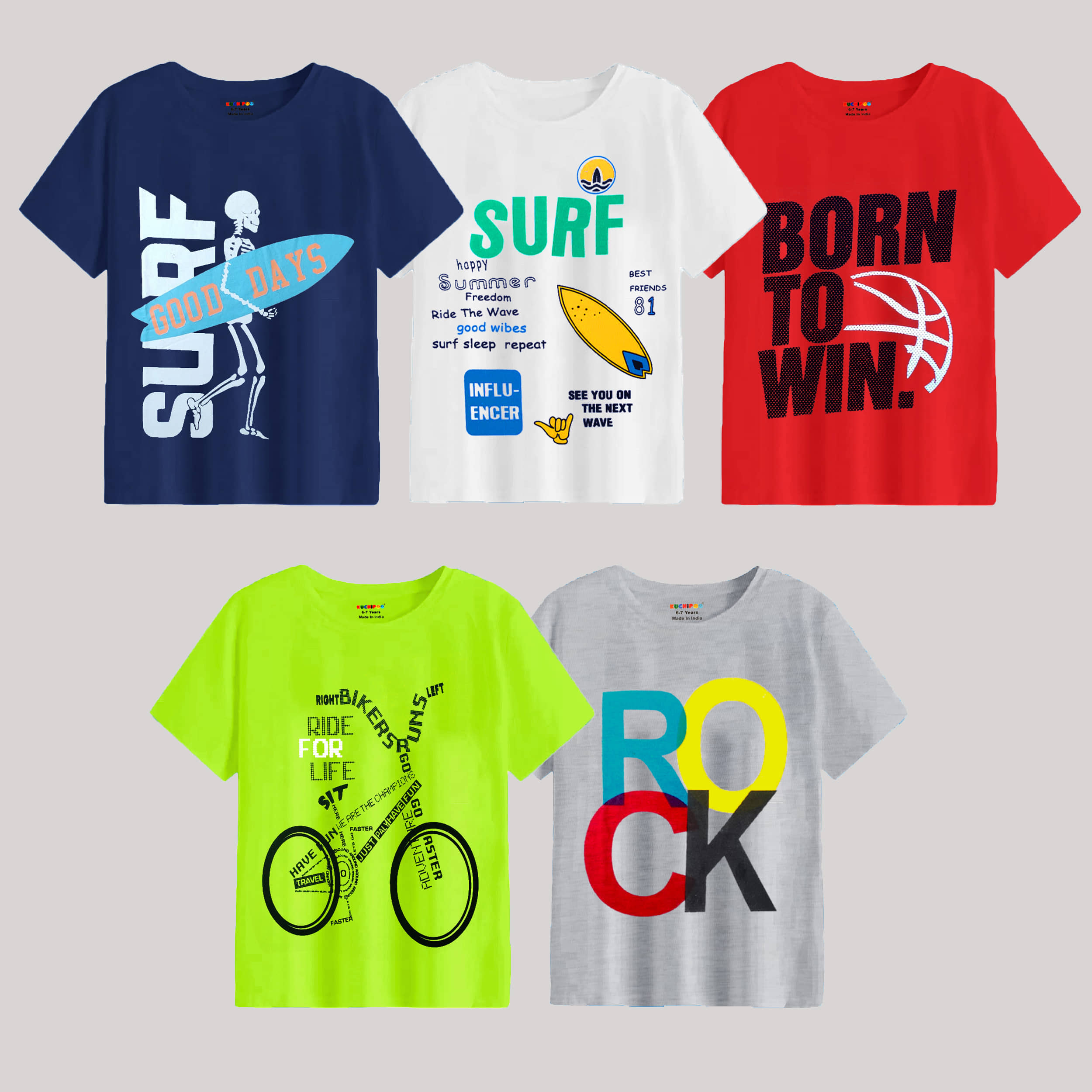 Kuchipoo Pack of 1 Boys Cotton Blend T-Shirt ( Multicolor9 )