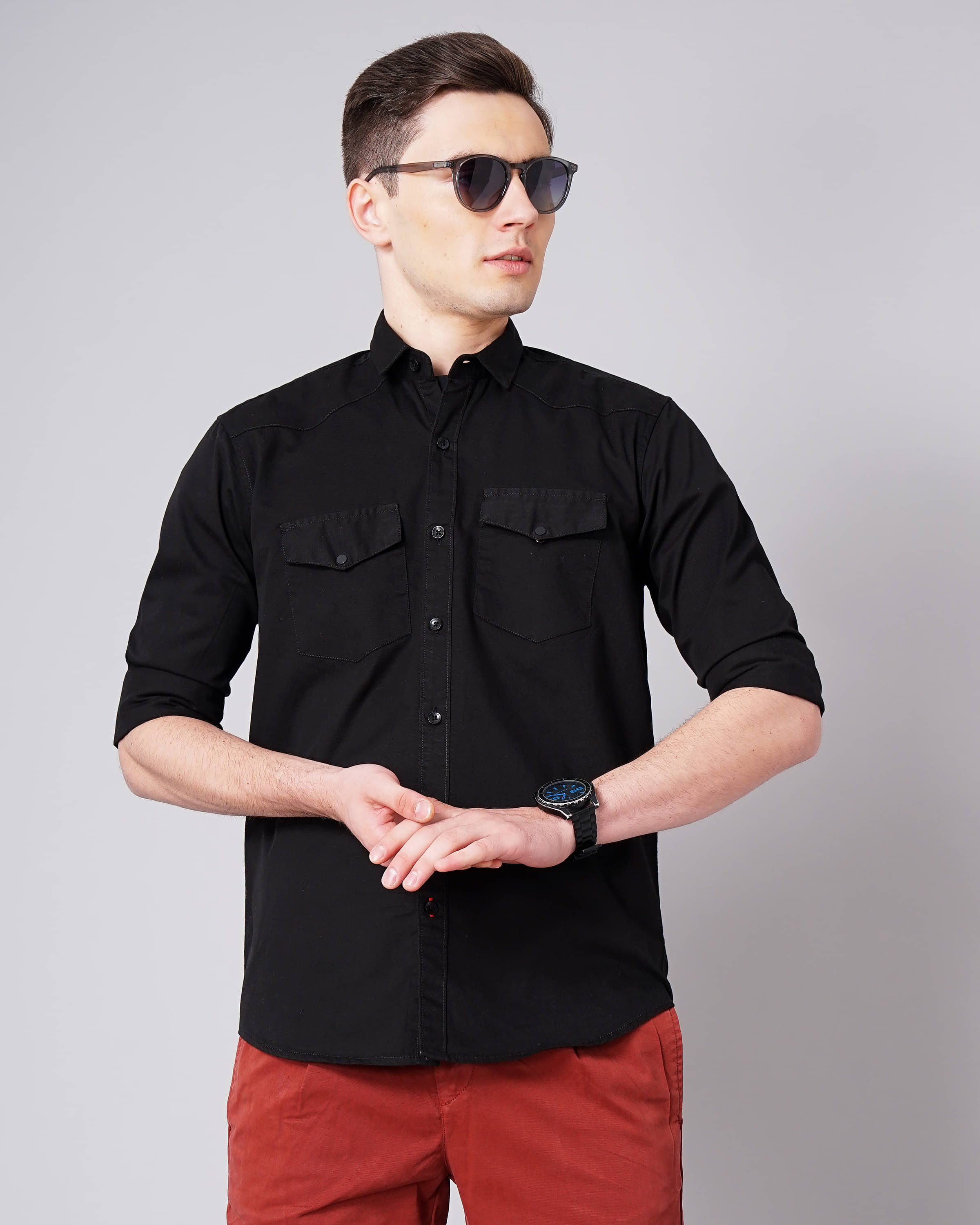 Paul Street - Black 100% Cotton Slim Fit Men's Casual Shirt ( Pack of 1 )     			Paul Street - Black 100% Cotton Slim Fit Men's Casual Shirt ( Pack of 1 )