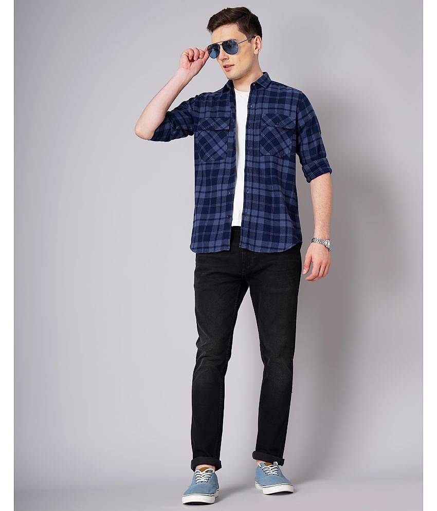 Paul Street - Blue 100% Cotton Slim Fit Men's Casual Shirt ( Pack of 1 )