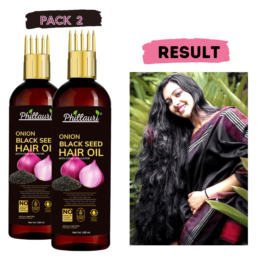 Phillauri Black seed Onion Oil for Hair Regrowth Hair Oil for Men and Women Hair Oil (100 ml) Pack of 2