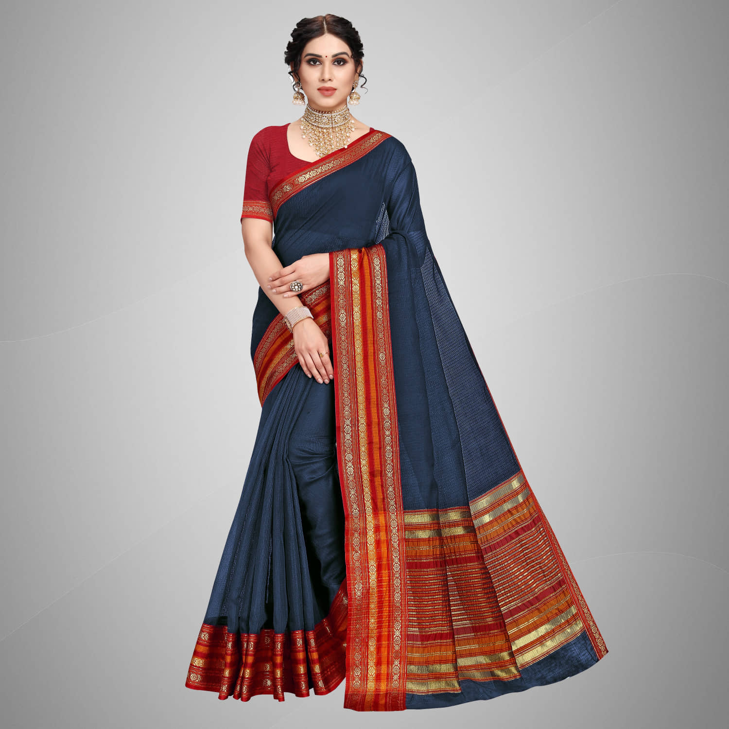 StyleDeal Cotton Silk Embellished Saree With Unstitched Blouse Piece ( LightGreen ) - Sarees | Buy online on ZillyBuy