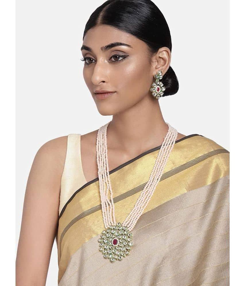 Sunhari Jewels Peach Alloy Necklace Set ( Pack of 1 )