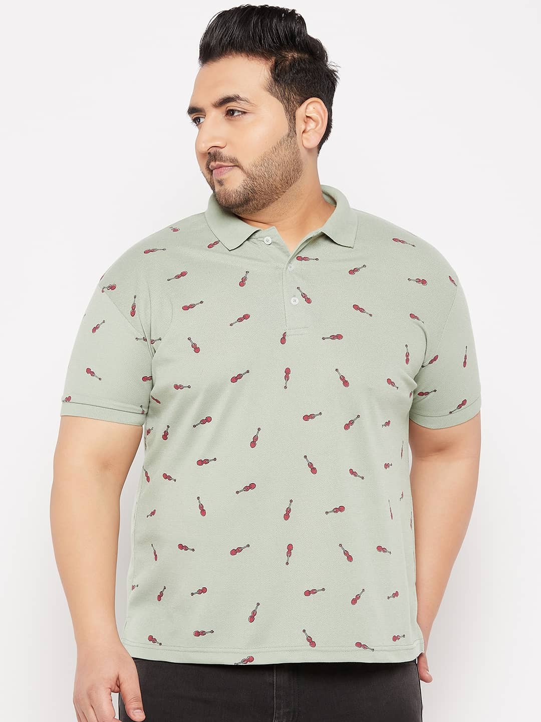 The Million Club Pack of 1 Cotton Blend Regular Fit Printed Half Sleeves Men's Polo T Shirt ( Green )