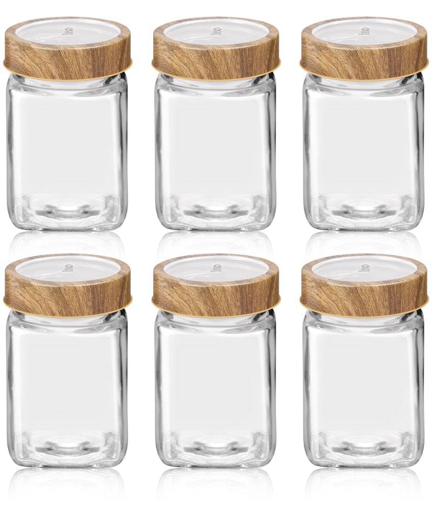 Treo By Milton Woody Cube Storage Glass Jar, Set of 6, 310 ml Each, Transparent | Dishwasher Safe | Air Tight | Storage Jar | Cookies Jar | Pulses | Candies Treo By Milton Woody Cube Storage Glass Jar, Set of 6, 310 ml Each, Transparent | Dishwasher Safe | Air Tight | Storage Jar | Cookies Jar | Pulses | Candies