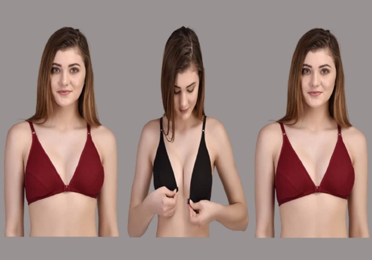 Zourt Pack of 3 Cotton Non Padded Women's T-Shirt Bra ( Multicolor )