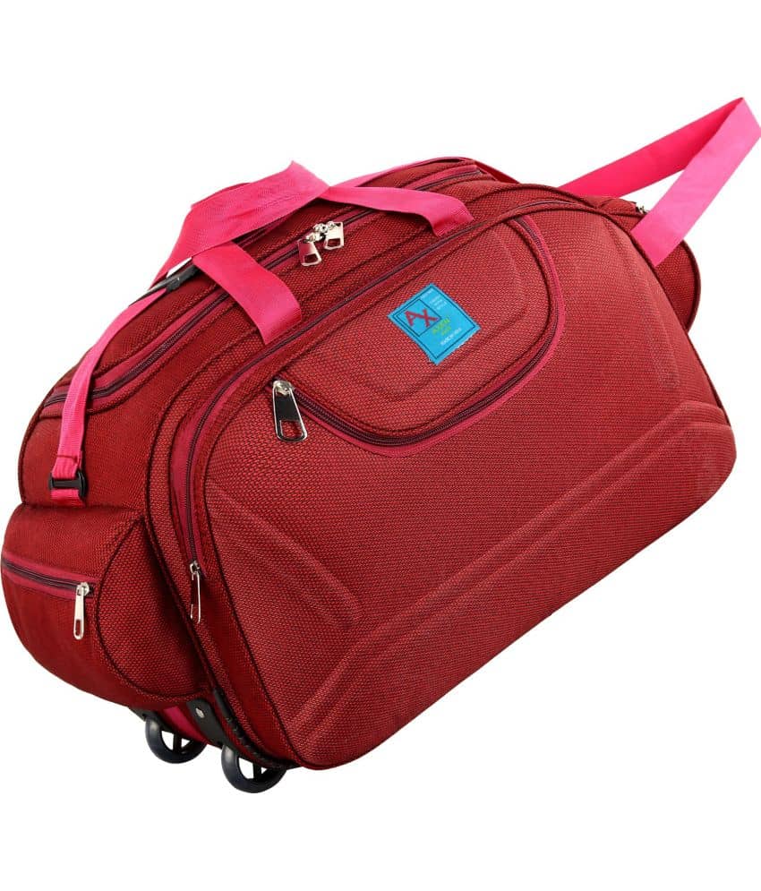 AXEN BAGS - Red Polyester Duffle Trolley