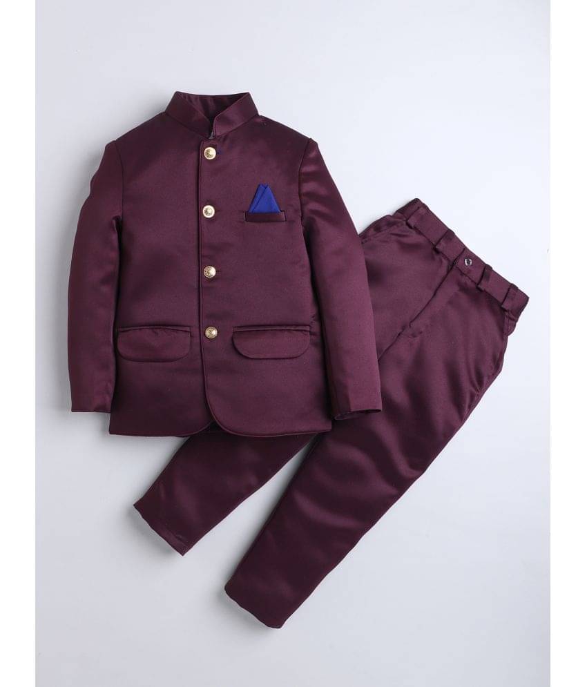     			DKGF Fashion Boys Polyester 2 Piece Suit ( Burgundy , Pack of 1 )